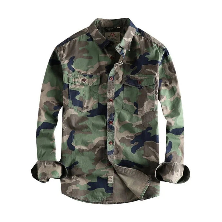 Male Single Breasted Shirts Turn Down Collar Long Sleeve Cardigan Men Shirt Loose Button Safari Style Slight Strech Print ShedPoundsPortal