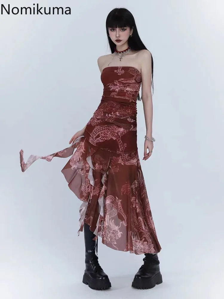 Sexy Dresses for Women 2025 Vestidos De Mujer Tunic Print Sleeveless Backless Robe Femme Fashion Summer Irregular Chiffon Dress ShedPoundsPortal
