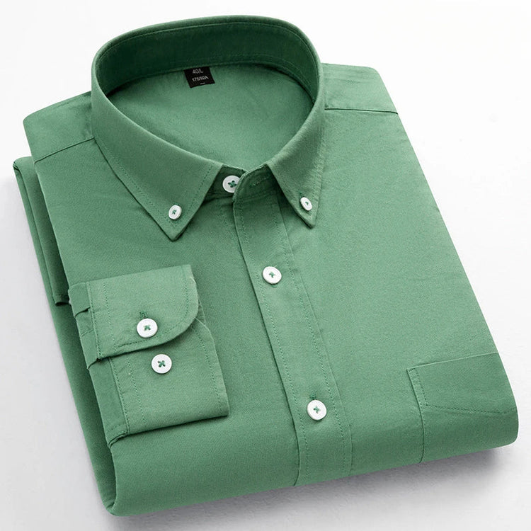Casual Long-sleeve Shirts for Men Slim Fit Plain Shirt 100%cotton Plaid Striped Tops Soft Designer Fashion Korean Trends Clothes ShedPoundsPortal