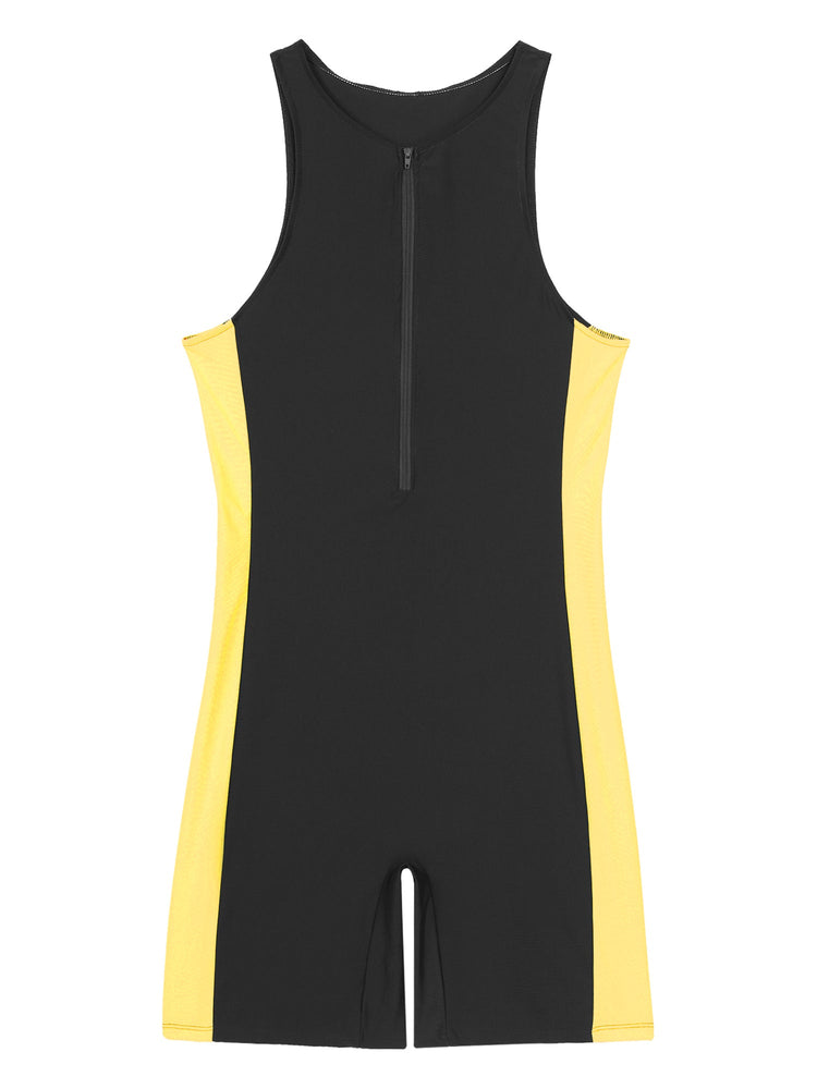 Summer Men One-piece Swimwear Swimsuit Sleeveless Front Zipper Swimming Shorts Bodysuit Triathlon Wetsuit Bathing Suit Beachwear ShedPoundsPortal