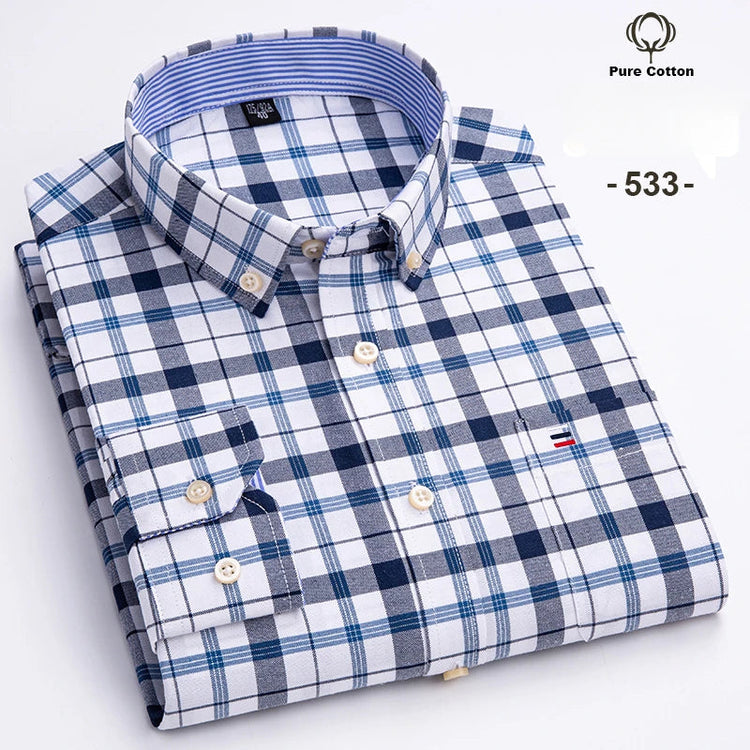 Fashion over size 7XL long-sleeve shirts for men 100%cotton Oxford slim fit plain shirt soft casual elegants designer clothes ShedPoundsPortal