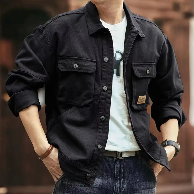 2025 Spring and Autumn New Fashion Solid Color Retro Cargo Jacket Men&