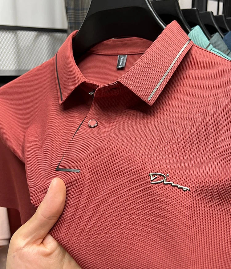 High end luxury brand fashion hot diamond short sleeve Advanced printed POLO shirt summer new Korean version men&