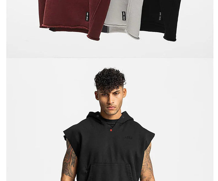 Mens Brand Gyms Clothing Bodybuilding Hooded Tank Top Cotton Sleeveless Vest Sweatshirt Fitness Workout Sportswear Tops Male ShedPoundsPortal