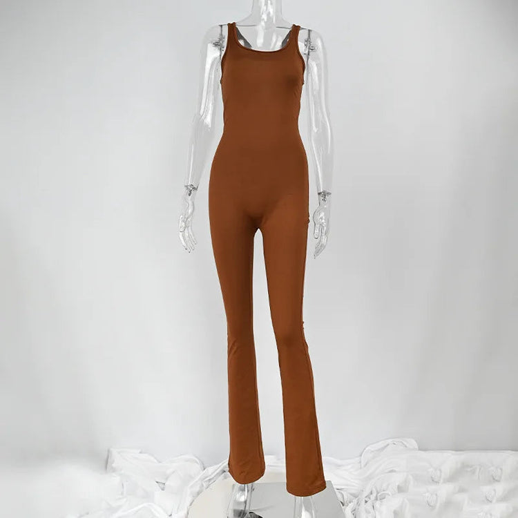 Sexy Jumpsuits Women Summer New Hollow Out Sleeveless Solid Bodycon Rompers Backless Fashion Casual Streetwear Sporty Overall ShedPoundsPortal