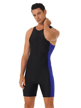 Mens Swimwear One-piece Wetsuit Swimming Bathing Suit Round Neck Sleeveless Side Shorts Bodysuit Triathlon Front Zipper Swimsuit ShedPoundsPortal