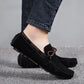 2025 Mens Moccasin Gray Brown Black Loafers Men Leather Shoes Luxury Designer Brand Fashion Sneakers Flats Slip on Lightweight
