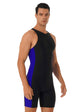 Mens Swimwear One-piece Wetsuit Swimming Bathing Suit Round Neck Sleeveless Side Shorts Bodysuit Triathlon Front Zipper Swimsuit ShedPoundsPortal