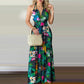 Sexy Boho Beach Dress Women Casual Tropical Floral Print Robe Halter Backless Maxi Dresses Summer Sleeveless Sundress