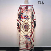 Printed  Dresses For Women 2021 Fashion Design Loose Dress Batwing Maxi Long Femme Vestidos Summer Autumn Party Elegant Dress ShedPoundsPortal