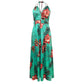 Sexy Boho Beach Dress Women Casual Tropical Floral Print Robe Halter Backless Maxi Dresses Summer Sleeveless Sundress