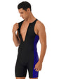 Mens Swimwear One-piece Wetsuit Swimming Bathing Suit Round Neck Sleeveless Side Shorts Bodysuit Triathlon Front Zipper Swimsuit ShedPoundsPortal