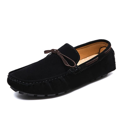 2025 Mens Moccasin Gray Brown Black Loafers Men Leather Shoes Luxury Designer Brand Fashion Sneakers Flats Slip on Lightweight