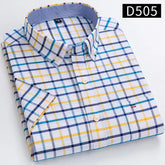 Branded Cotton Shirts for Men Short Sleeve Summer Plus Size Plaid Shirt Striped Male Shirt Business Casual White New Regular Fit ShedPoundsPortal