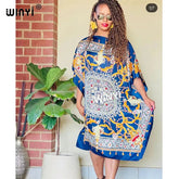 Printed Dresses For Women 2021 Fashion Design Loose Dress Batwing Maxi Long Femme Vestidos Summer Autumn Party Elegant Dress ShedPoundsPortal