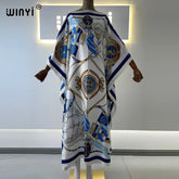 Printed  Dresses For Women 2021 Fashion Design Loose Dress Batwing Maxi Long Femme Vestidos Summer Autumn Party Elegant Dress ShedPoundsPortal