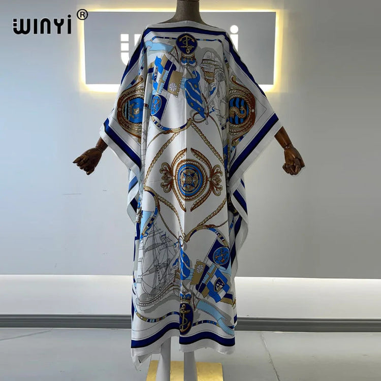 Printed  Dresses For Women 2021 Fashion Design Loose Dress Batwing Maxi Long Femme Vestidos Summer Autumn Party Elegant Dress ShedPoundsPortal