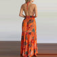 Sexy Boho Beach Dress Women Casual Tropical Floral Print Robe Halter Backless Maxi Dresses Summer Sleeveless Sundress