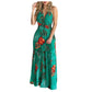 Sexy Boho Beach Dress Women Casual Tropical Floral Print Robe Halter Backless Maxi Dresses Summer Sleeveless Sundress