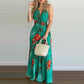 Sexy Boho Beach Dress Women Casual Tropical Floral Print Robe Halter Backless Maxi Dresses Summer Sleeveless Sundress