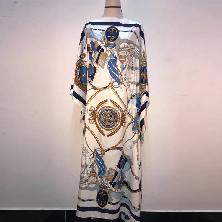 Printed  Dresses For Women 2021 Fashion Design Loose Dress Batwing Maxi Long Femme Vestidos Summer Autumn Party Elegant Dress ShedPoundsPortal