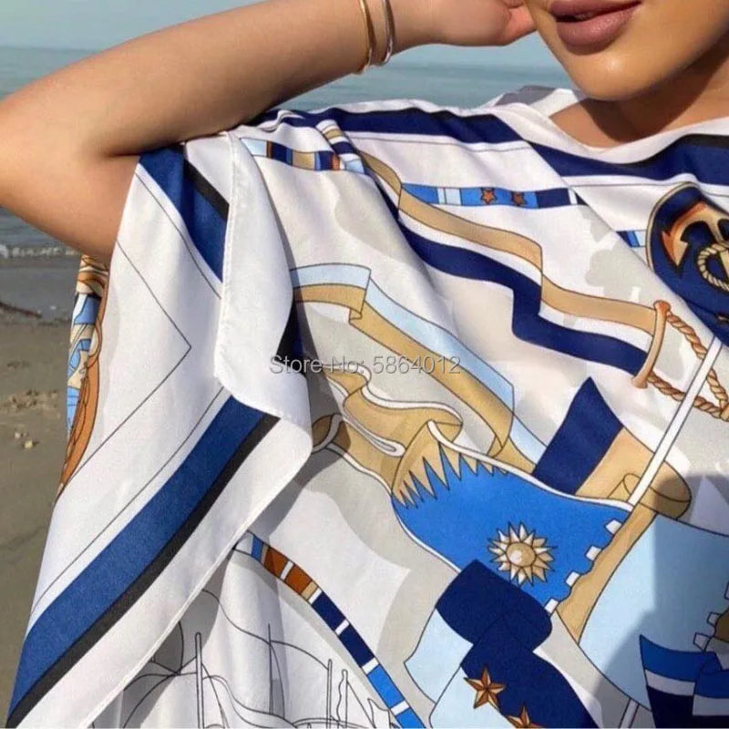 Printed  Dresses For Women 2021 Fashion Design Loose Dress Batwing Maxi Long Femme Vestidos Summer Autumn Party Elegant Dress ShedPoundsPortal
