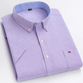 Branded Cotton Shirts for Men Short Sleeve Summer Plus Size Plaid Shirt Striped Male Shirt Business Casual White New Regular Fit ShedPoundsPortal