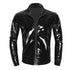 Men Wet Look Patent Leather Coat Long Sleeve Front-Zip Shiny Metallic Tops Fashion Man&