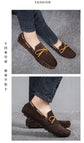 2025 Mens Moccasin Gray Brown Black Loafers Men Leather Shoes Luxury Designer Brand Fashion Sneakers Flats Slip on Lightweight