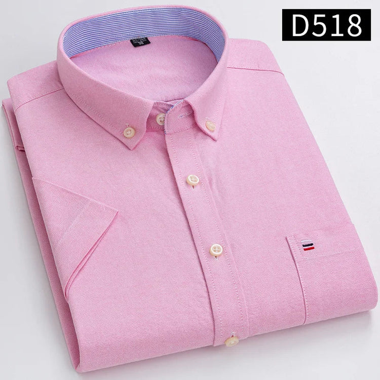 Branded Cotton Shirts for Men Short Sleeve Summer Plus Size Plaid Shirt Striped Male Shirt Business Casual White New Regular Fit ShedPoundsPortal