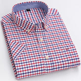 Branded Cotton Shirts for Men Short Sleeve Summer Plus Size Plaid Shirt Striped Male Shirt Business Casual White New Regular Fit ShedPoundsPortal