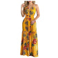 Sexy Boho Beach Dress Women Casual Tropical Floral Print Robe Halter Backless Maxi Dresses Summer Sleeveless Sundress