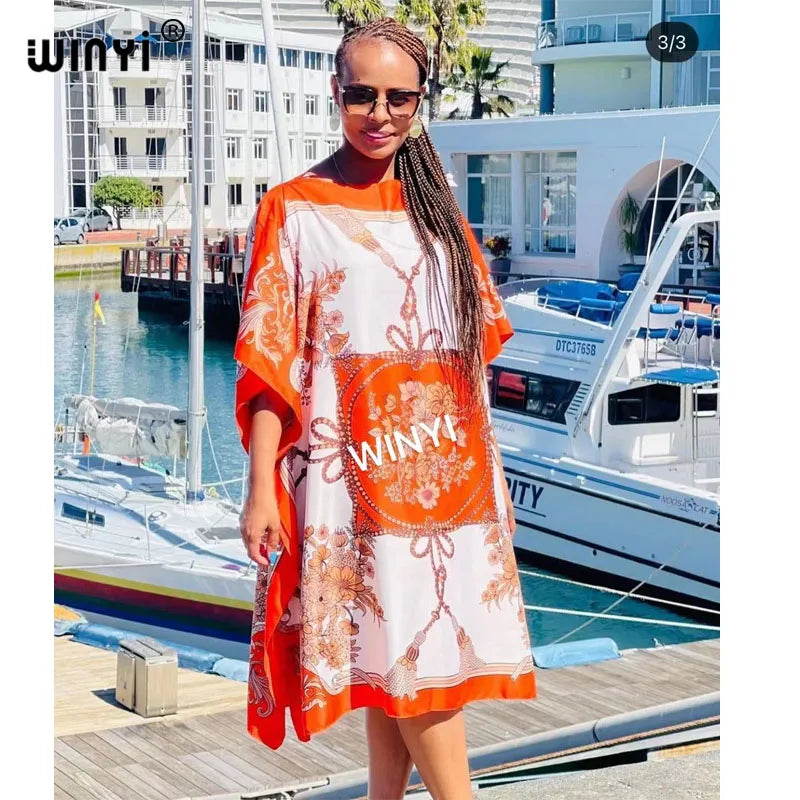 Printed Dresses For Women 2021 Fashion Design Loose Dress Batwing Maxi Long Femme Vestidos Summer Autumn Party Elegant Dress ShedPoundsPortal