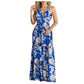 Sexy Boho Beach Dress Women Casual Tropical Floral Print Robe Halter Backless Maxi Dresses Summer Sleeveless Sundress
