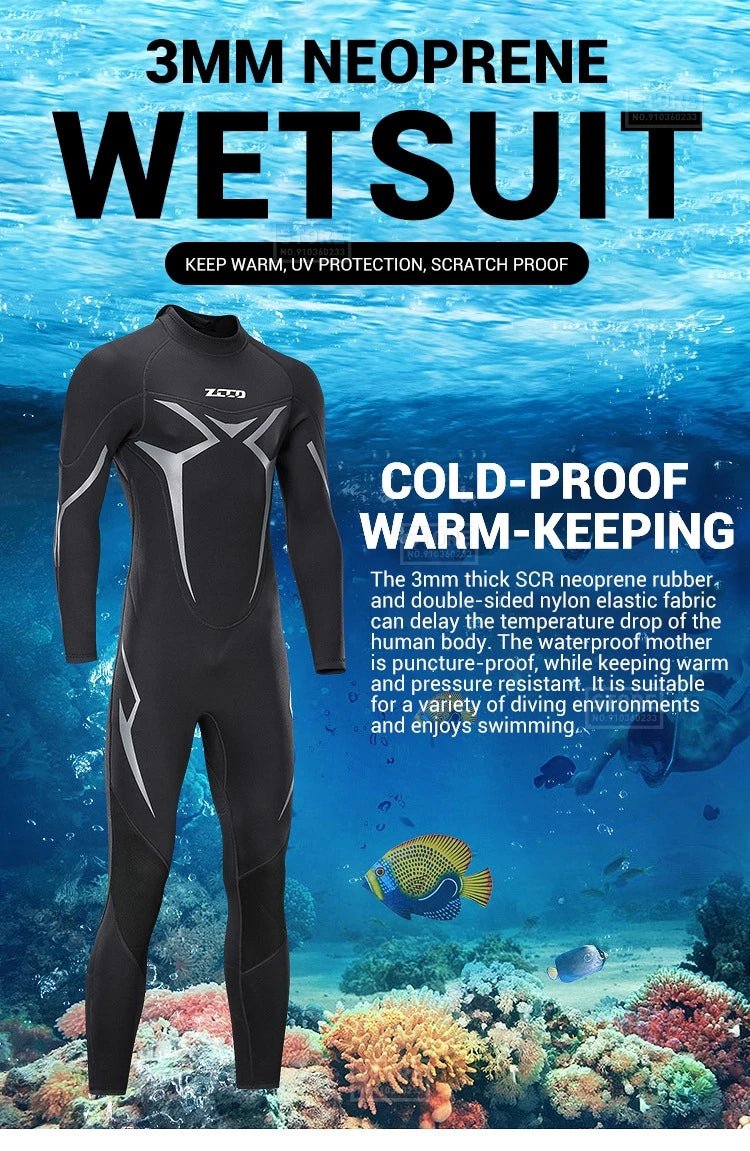 Men Wetsuit 3mm Neoprene Surfing Scuba Diving Snorkeling Swimming Body Suit Wet Suit Surf Kitesurf  Clothes Equipment ShedPoundsPortal