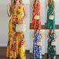 Sexy Boho Beach Dress Women Casual Tropical Floral Print Robe Halter Backless Maxi Dresses Summer Sleeveless Sundress