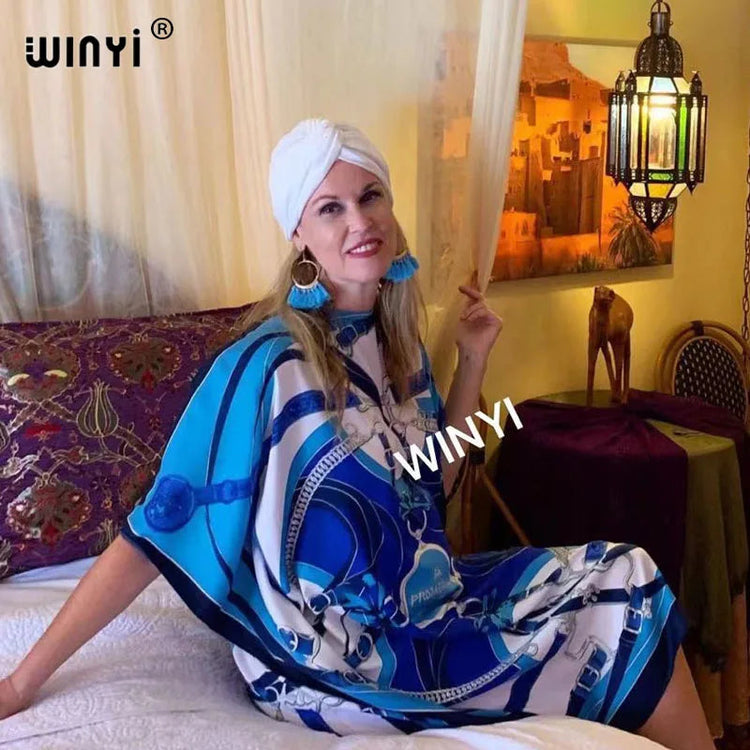 Printed Dresses For Women 2021 Fashion Design Loose Dress Batwing Maxi Long Femme Vestidos Summer Autumn Party Elegant Dress ShedPoundsPortal