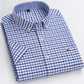 Branded Cotton Shirts for Men Short Sleeve Summer Plus Size Plaid Shirt Striped Male Shirt Business Casual White New Regular Fit ShedPoundsPortal