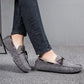 2025 Mens Moccasin Gray Brown Black Loafers Men Leather Shoes Luxury Designer Brand Fashion Sneakers Flats Slip on Lightweight