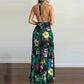 Sexy Boho Beach Dress Women Casual Tropical Floral Print Robe Halter Backless Maxi Dresses Summer Sleeveless Sundress