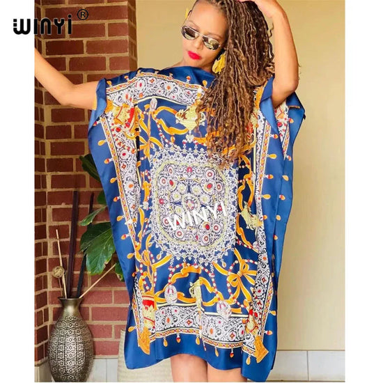 Printed Dresses For Women 2021 Fashion Design Loose Dress Batwing Maxi Long Femme Vestidos Summer Autumn Party Elegant Dress ShedPoundsPortal