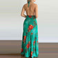 Sexy Boho Beach Dress Women Casual Tropical Floral Print Robe Halter Backless Maxi Dresses Summer Sleeveless Sundress