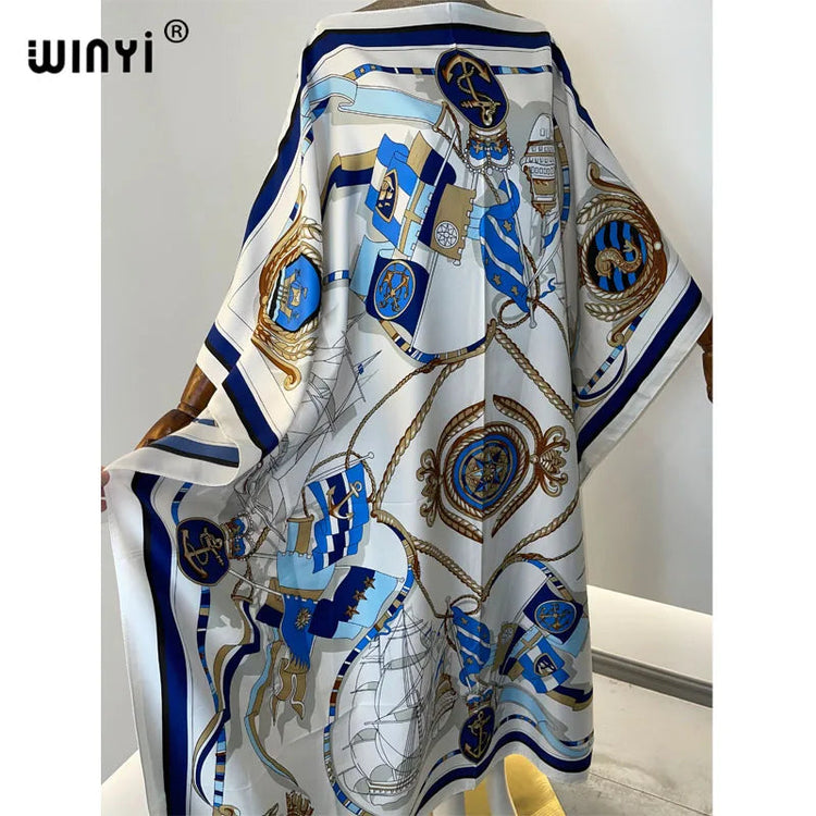 Printed  Dresses For Women 2021 Fashion Design Loose Dress Batwing Maxi Long Femme Vestidos Summer Autumn Party Elegant Dress ShedPoundsPortal