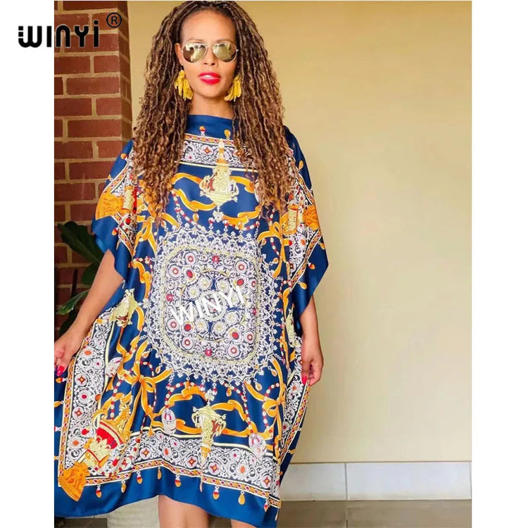 Printed Dresses For Women 2021 Fashion Design Loose Dress Batwing Maxi Long Femme Vestidos Summer Autumn Party Elegant Dress ShedPoundsPortal
