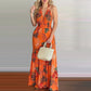 Sexy Boho Beach Dress Women Casual Tropical Floral Print Robe Halter Backless Maxi Dresses Summer Sleeveless Sundress