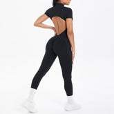 Sexy Backless Bodycon Scrunch Jumpsuit Raises Butt Women Dance Fitness Overalls Push Up  With Chest Cushion Yoga Sport Jump Suit ShedPoundsPortal