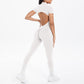 Sexy Backless Bodycon Scrunch Jumpsuit Raises Butt Women Dance Fitness Overalls Push Up  With Chest Cushion Yoga Sport Jump Suit ShedPoundsPortal