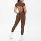 Sexy Backless Bodycon Scrunch Jumpsuit Raises Butt Women Dance Fitness Overalls Push Up  With Chest Cushion Yoga Sport Jump Suit ShedPoundsPortal