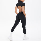 Sexy Backless Bodycon Scrunch Jumpsuit Raises Butt Women Dance Fitness Overalls Push Up  With Chest Cushion Yoga Sport Jump Suit ShedPoundsPortal