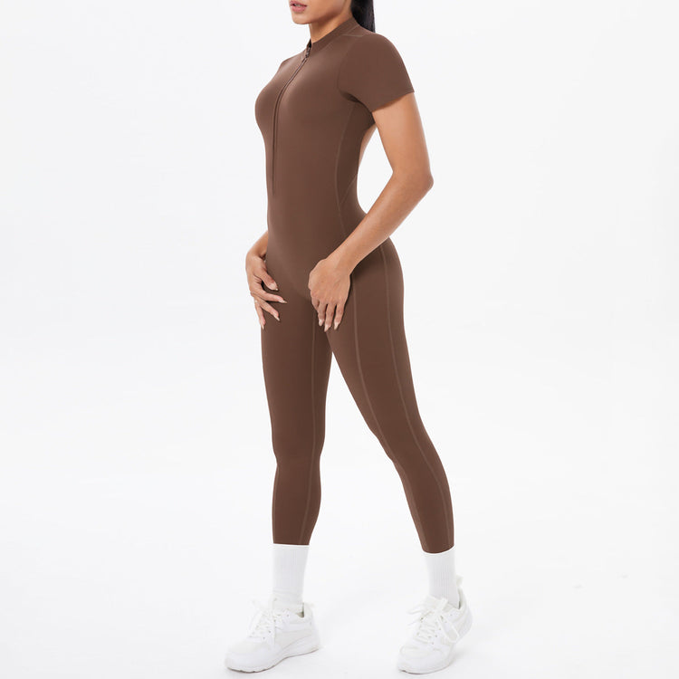 Sexy Backless Bodycon Scrunch Jumpsuit Raises Butt Women Dance Fitness Overalls Push Up  With Chest Cushion Yoga Sport Jump Suit ShedPoundsPortal